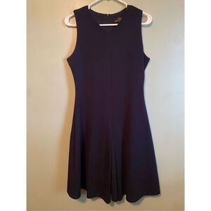 Suzanne Betro Navy Sleeveless Cocktail A Line Pleated Dress Size M